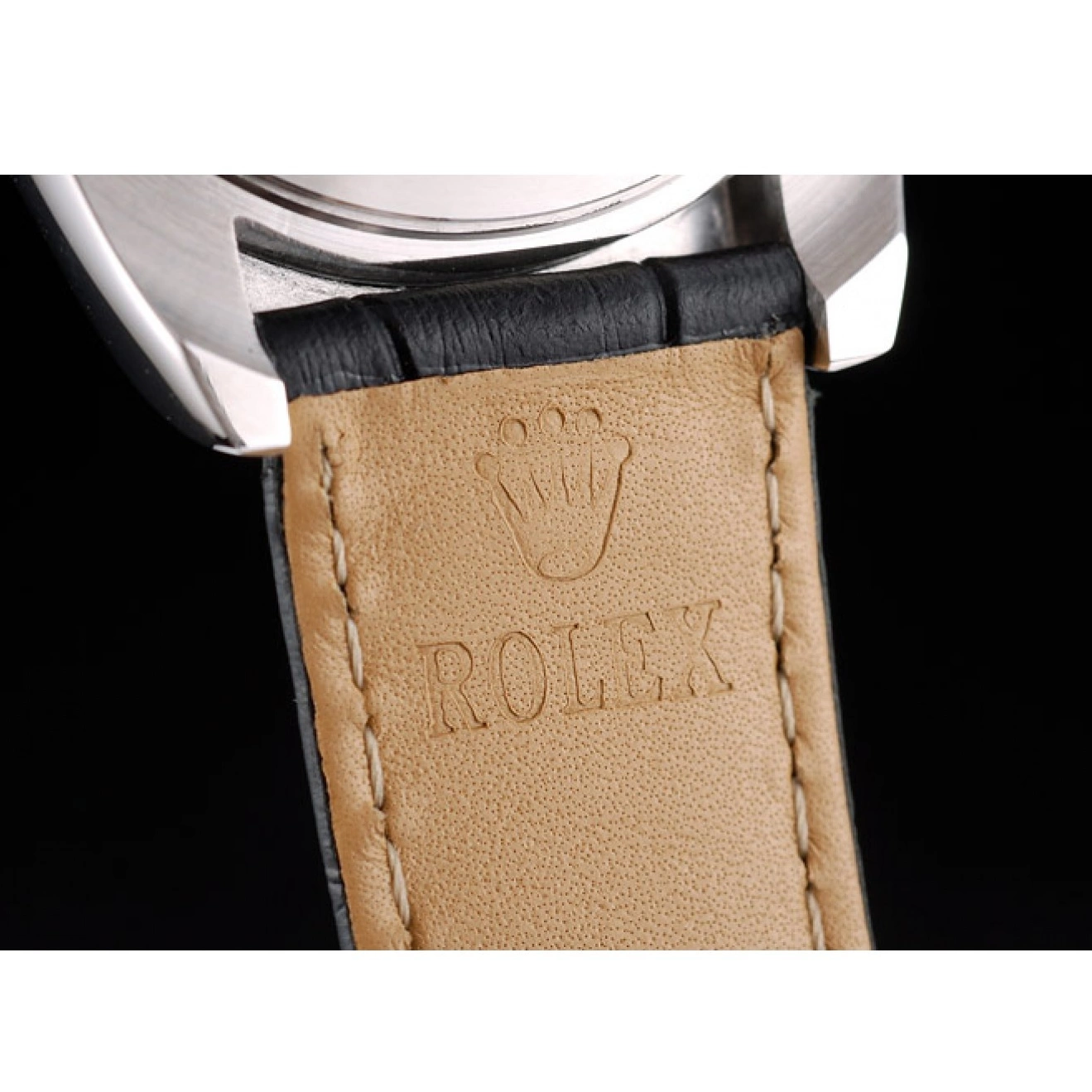 Aaa replica watch Strap Case Steel Dial Blue Rolex Daytona Black Leather Stainless 0724